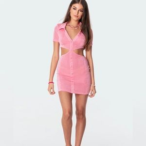 edikted pink cut out going out dress